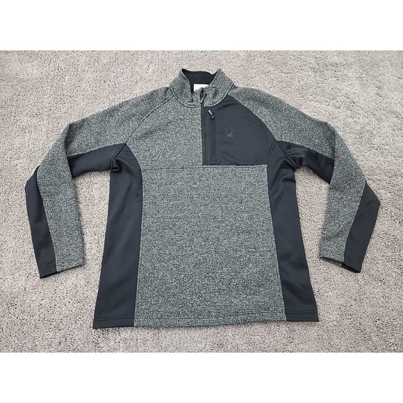 Spyder Sweater Mens XXL Gray Color Block 1/4 Zip Pullover Skiing Outdoor - Picture 1 of 10